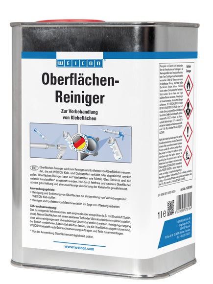 WEICON Oberflächenreiniger | zur Vorbehandlung von Klebeflächen | 1 L | transparent