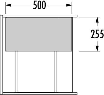 Maßzeichnung mit den Abmessungen 500 und 255.