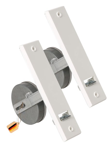 Rollwin 2x Rolladen Gurtwickler Unterputz 185mm Lochabstand - aus Deutschland - mit Gurtwickler Abdeckung Weiß - ohne Gurt - für 23mm Rolladengurt geeignet - Rollo Wickler mit Abdeckblende