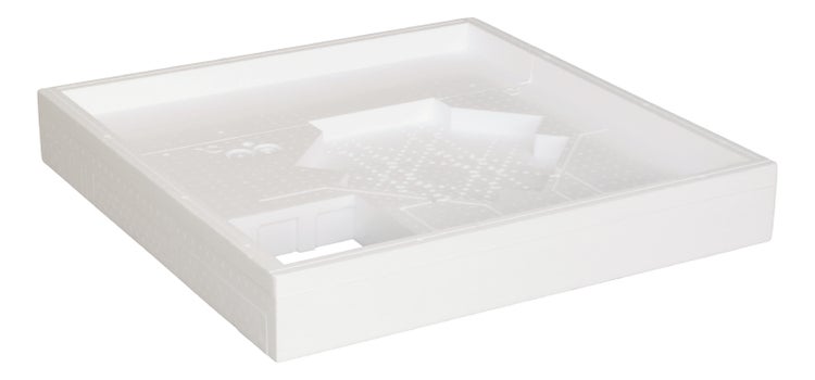 Calmwaters® Duschwannenträger 90x90 cm Modern Select, Passend für Quadrat-Duschwanne 90 x 90 x 2,5 cm, Styropor-Wannenträger, Schall- und wärmedämmend, Direkt verfliesbar, Weiß, 03AX3022