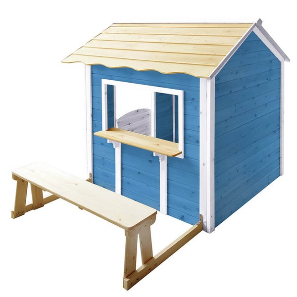 Home Deluxe - Spielhaus - DER GROßE PALAST blau - 166 x 138 x 132 cm - mit Bank - FSC zertifiziertes Kinderspielhaus, inkl. Montagematerial I Gartenhaus Holzhaus Kinderhaus