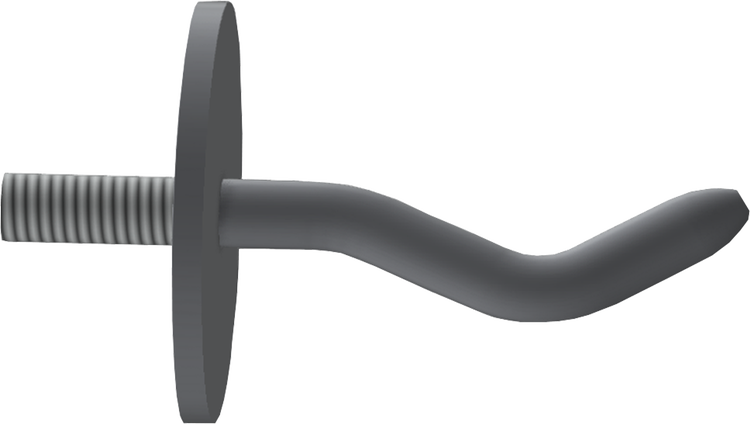 Heizkörperhaken aus Metall mit Gewinde und runder Rosette