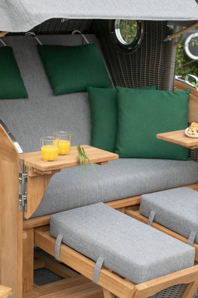 Strandkorb Horum XL Teak PE grey Dessin 571