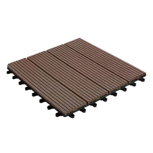 FLOORDIREKT WPC-Klickfliese Royal - Wetterbeständige Terrassenfliese - Dunkelbraun 30 x 30 cm