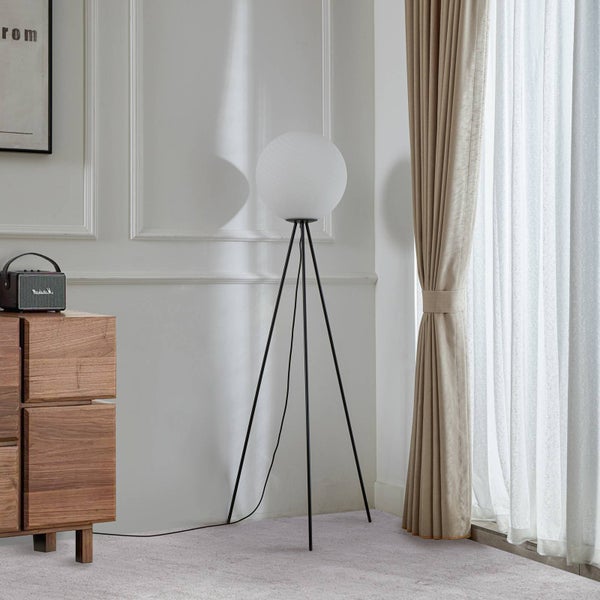 Lucande Stehlampe Kestralia (Modern) in Weiß aus Glas (1 flammig, E27) - Stehleuchte Standleuchte Floor Lamp Wohnzimmerlampe Wohnzimmerleuchte