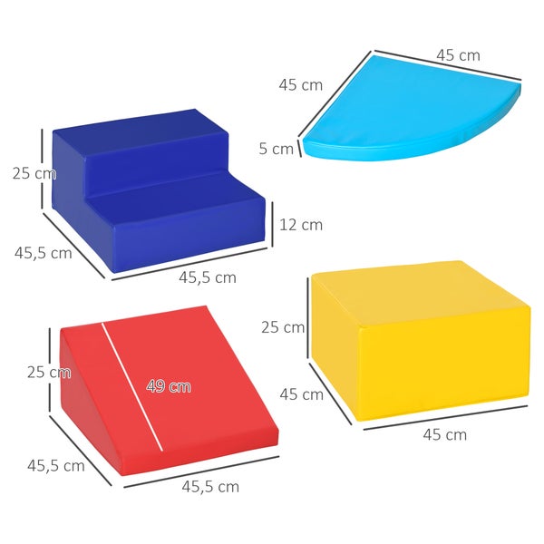 HOMCOM Schaumstoffbausteine, 45L x 45B x 25H cm, Kunstleder, EPE-Schaum, Blau