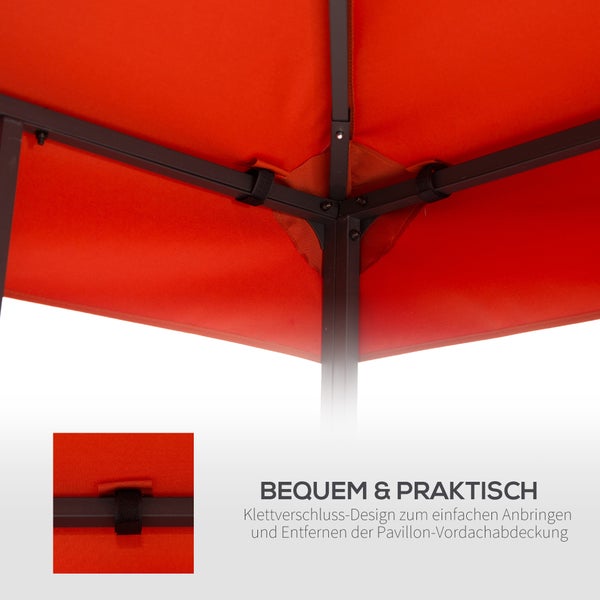 Outsunny Ersatzdach, Pavillondach für Metallpavillon, 3x3m, Polyester, Rostrot