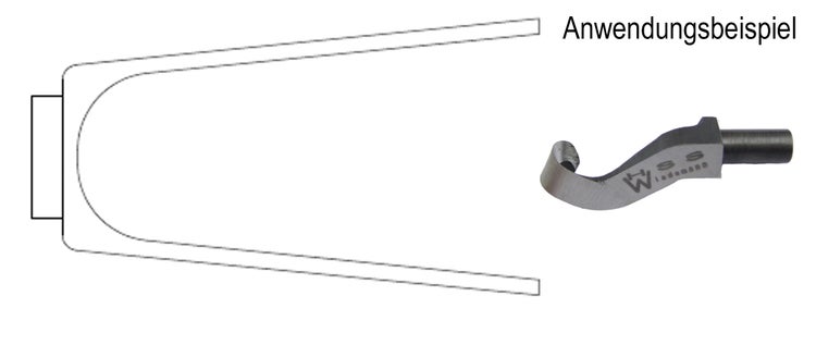 Drechselwerkzeug Wiedemann HSS gr. gekröpfter Ausdrehhaken und Universalhalter Ø 16mm mit Heft