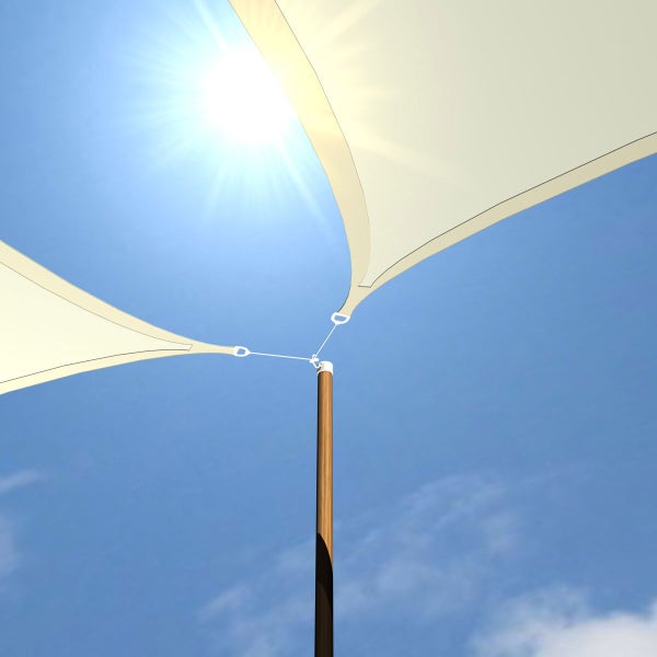 AMANKA UV Sonnensegel 3,6x3,6x5,1 HDPE Dreieck Rechtwinklig Sonnenschutz Plane Balkon Garten Beige