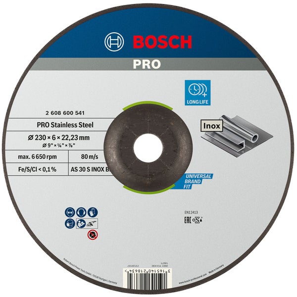Bosch PRO Stainless Steel Schleifscheibe 230 x 6 x 22,23 mm - 2608600541