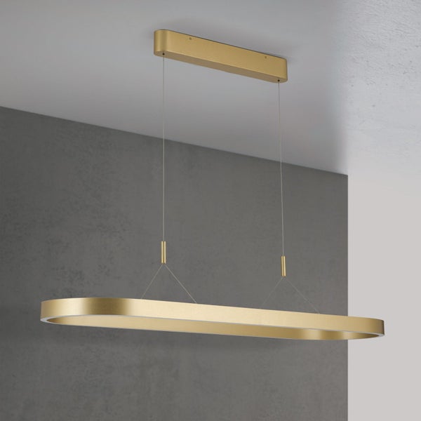 Moderne LED Pendelleuchte in ovaler Form mit Metalldesign als schwebende Deckenbeleuchtung