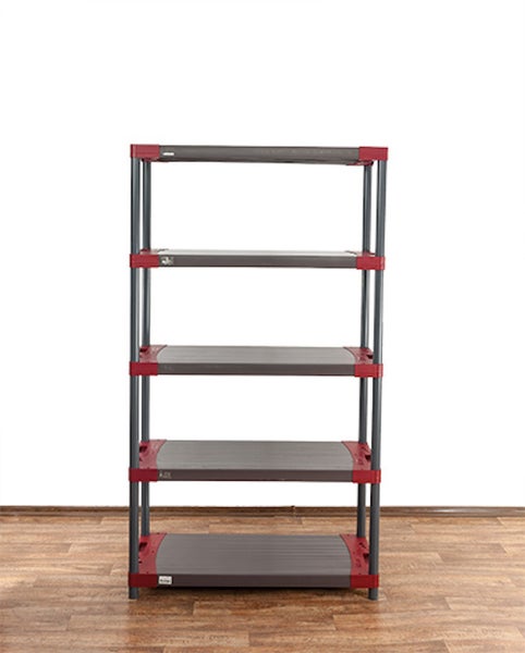 PROREGAL Kunststoffregal Big Grey Bear Tall HxBxT 180 x 120 x 46 cm Fachlast 160 kg Grau/Rot