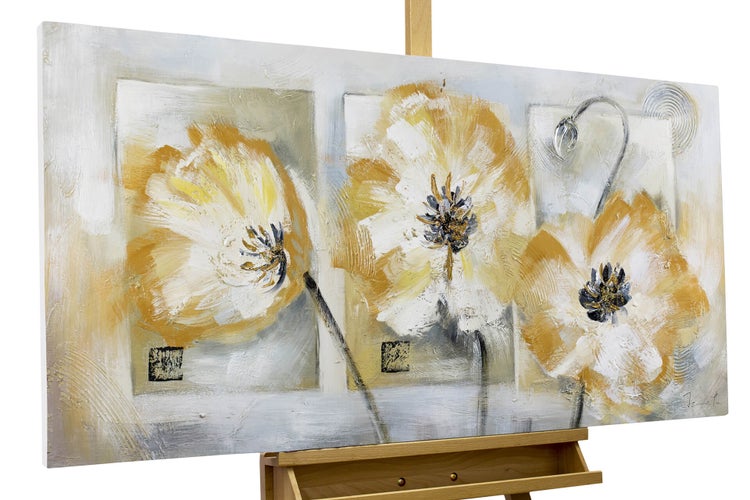 Handgemaltes Gemälde Acrylfarbe 120x60cm Weiß
