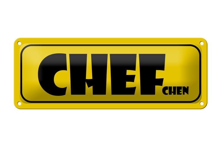 Blechschild Spruch 27x10cm Chef Chefchen Arbeit Dekoration