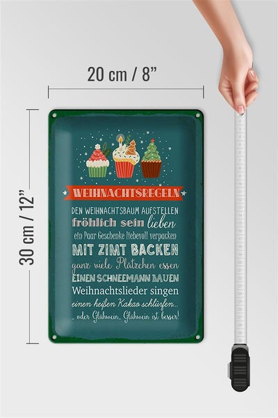 Blechschild Spruch 20x30cm Weihnachtsregeln