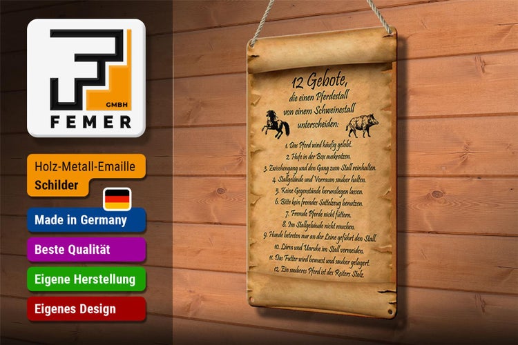 Blechschild Spruch 20x30cm Gebote Pferdestall Schweinestall