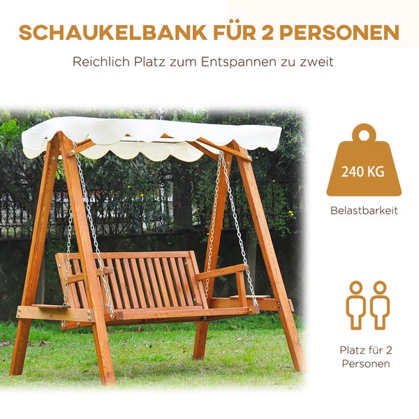 Outsunny Hollywoodschaukel Gartenschaukel Schaukelbank Schaukel 2-Sitzer Lärche