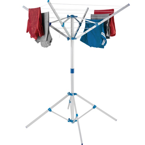 Mobile Wäschespinne tectake  102 x 102 x 160 cm aus Aluminium grau