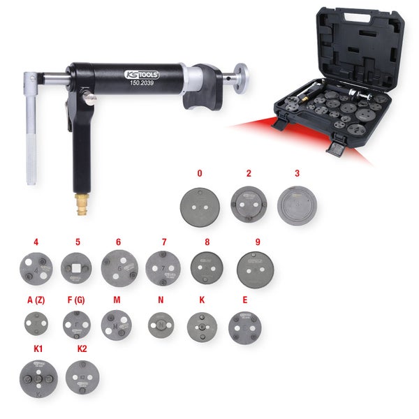 KS Tools Bremskolbenrücksteller Druckluft inklusive Adapter in Aufbewahrungskoffer