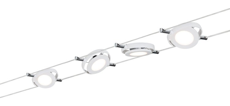 LED Seilsystem RoundMac Basisset 4x200lm 4x4,3W 2700K 230/12V Weiß matt