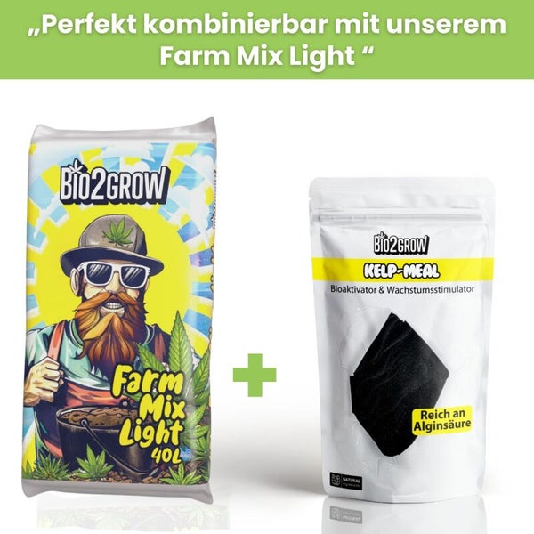 Bio2Grow Farm Mix Light 40 Litern und Bio2Grow Kelp Meal Bioaktivator und Wachstumsstimulator