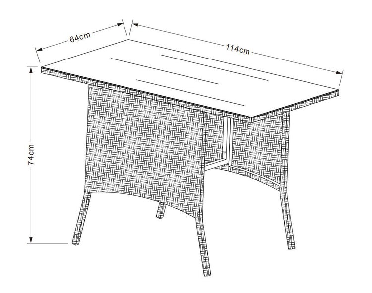Rattan Gartentisch Balkontisch Raloso 114x64