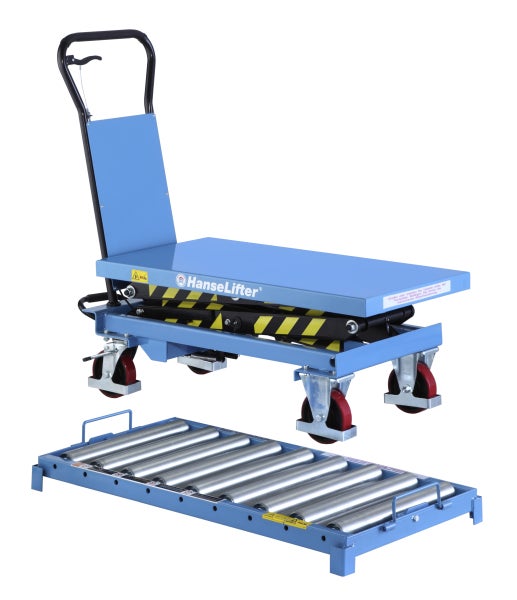 Scherenhubwagen mit Rollenbahn