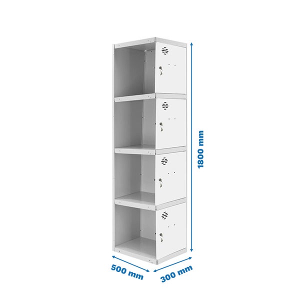 Metall-Garderobenschrank mit vier Fächern, 1800x500x300 Millimeter