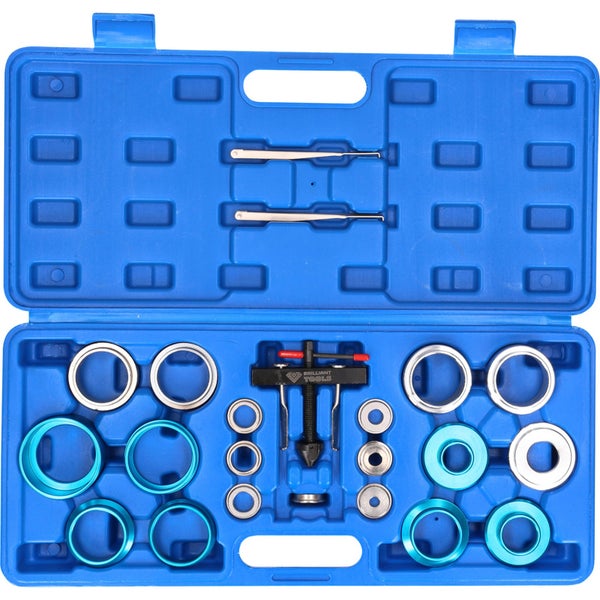 Lagersatz mit Abzieher und Montagehülsen in einem blauen Kunststoffkoffer