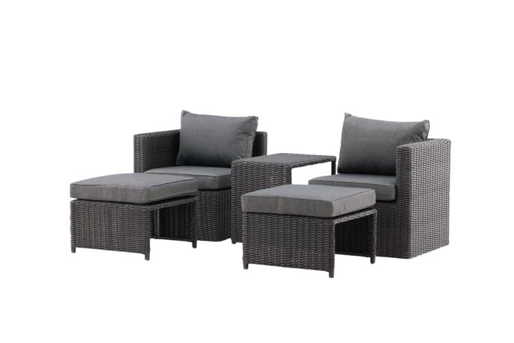 Quad Lounge-Set 5 Teile schwarz. 42 X 63 X 51 cm