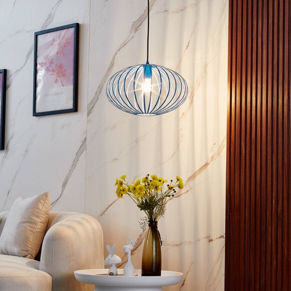Lindby Pendelleuchte Maivi (Modern) in Blau aus Metall (1 flammig, E27) - Deckenlampe Esstischlampe Hängelampe Hängeleuchte Wohnzimmerleuchte