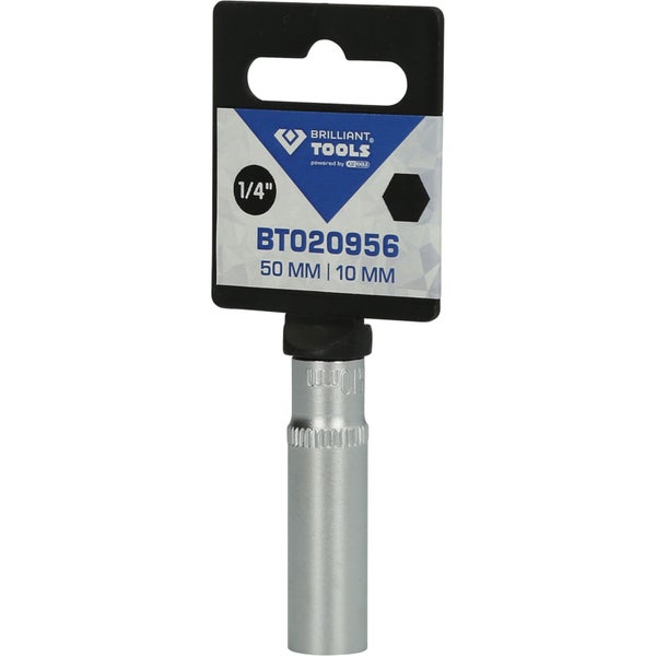 BRILLIANT TOOLS 1/4 Sechskant-Stecknuss lange Ausführung 10 mm - BT020956