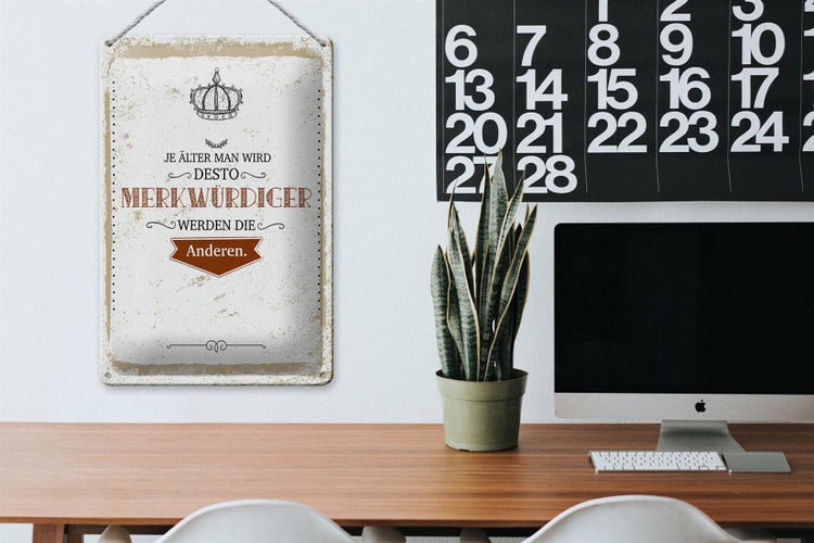 Blechschild Spruch je älter desto merkwürdiger andere 20x30cm
