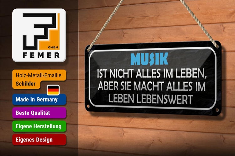 Blechschild Spruch 27x10cm Musik nicht alles im Leben aber Dekoration