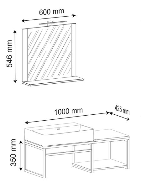 3-tlg. Waschtisch Waschbecken Badmöbel Bitila 100