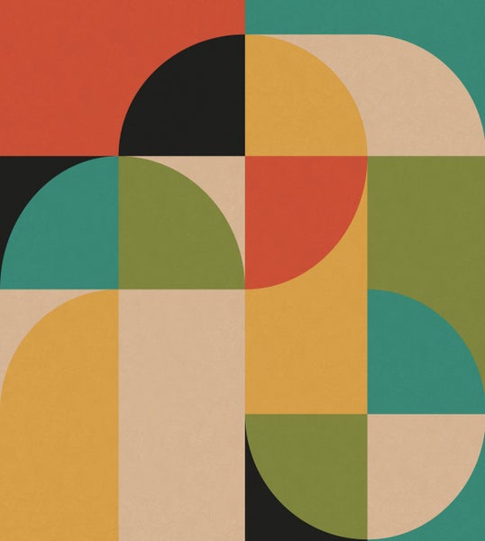 ESTAhome Fototapete Kreise im Bauhaus-Stil Multicolor - 250 x 279 cm - 159370