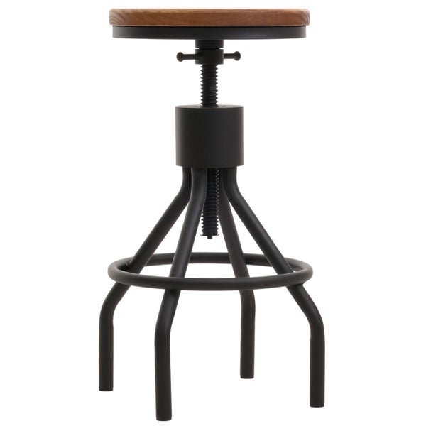 Hocker mit Holzplatte und Metallgestell