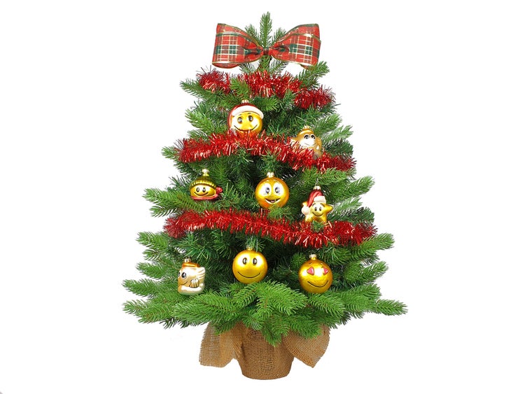 Geschmückter künstlicher Weihnachtsbaum SMILES 60 cm mit LED-BELEUCHTUNG IM TOPF