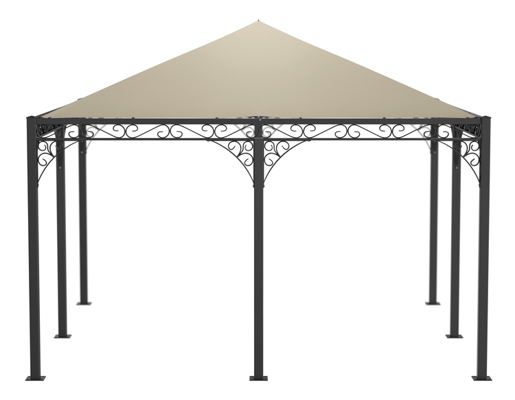 Pavillon ELEO Palermo 4 x 4 m schwarz - pulverbeschichtet | mit Sonnensegel ecru