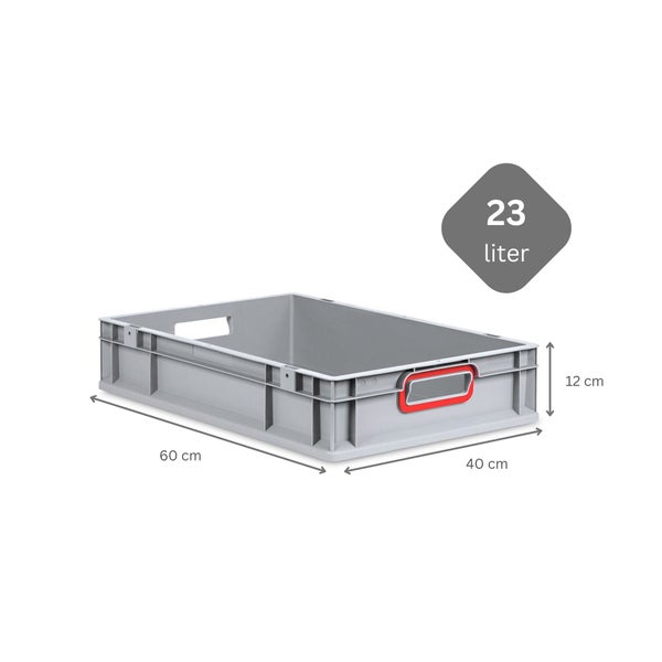 PROREGAL Spar Set 8x Eurobox Nextgen Color HxBxT 12 x 40 x 60 cm 23 Liter Griffe Rot Offen Glatter Boden Eurobehälter Transportbox