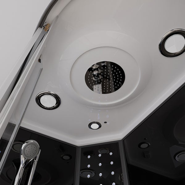 Home Deluxe - Komplettdusche BLACK PEARL - Maße: 120 x 80 cm Rechts - inkl. Regendusche, Radio und Zubehör I Duschtempel Fertigdusche, Dusche, Duschtempel