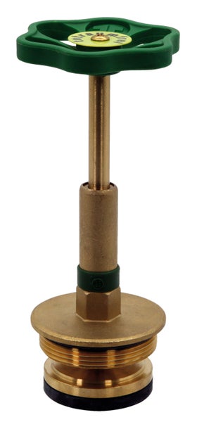 Oberteil für Ventil mit grünem Handrad aus Messing mit Dichtung