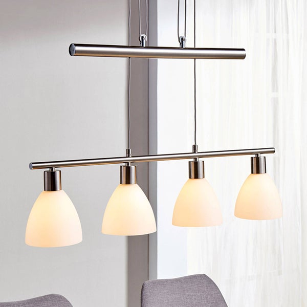 Lampenwelt Esstisch Pendelleuchte Glas Metall, höhenverstellbar Hängelampe 4-flammig Hängeleuchte für Esszimmer Wohnzimmer Küche Balkenpendelleuchte