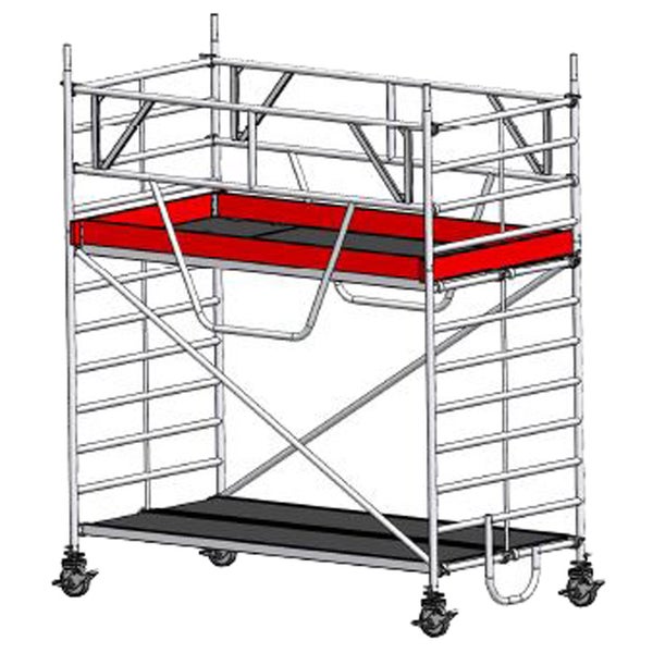 Fahrgerüst mit Rollen, Arbeitsplattform und Sicherheitsgeländer