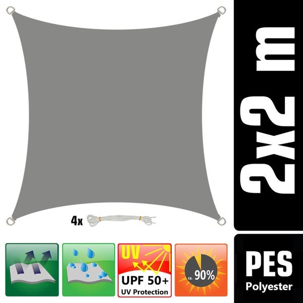 AMANKA 98% UV Schutz: Sonnensegel 2x2m Wasserdicht - Sonnensegel für die Terrasse Segeltuch Sonnenschutz Schattenspender Garten Sonnenschutz Sonnensegel Outdoor Sonnensegel Balkon Segel für Terrasse