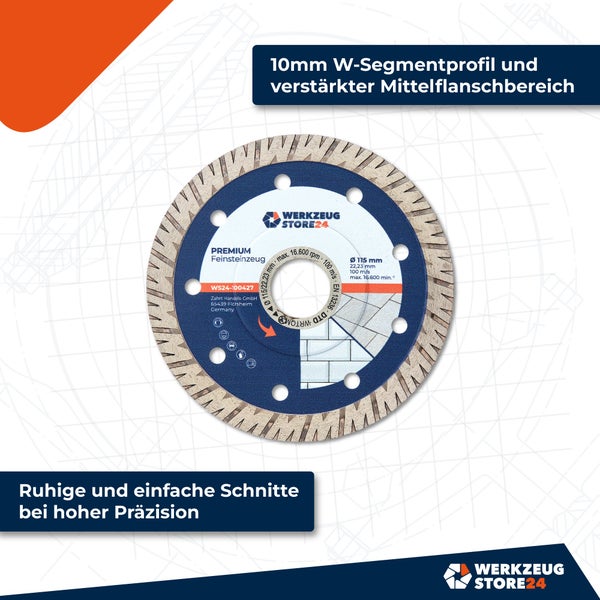 WS24 Diamanttrennscheibe Premium Feinsteinzeug 115 mm - WS24-100427