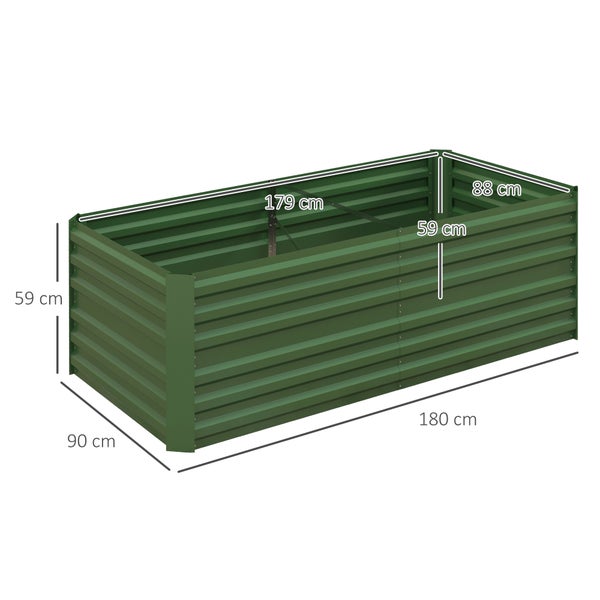 Outsunny Hochbeet aus Stahl, Pflanzbeet Frühbeet Gartenbeet Blumenkasten steckbar, Pflanzkasten Pflanzkübel 180x90x60cm für Garten Balkon Terrasse, Gemüsebeet für Blumen, Pflanzen, Obst