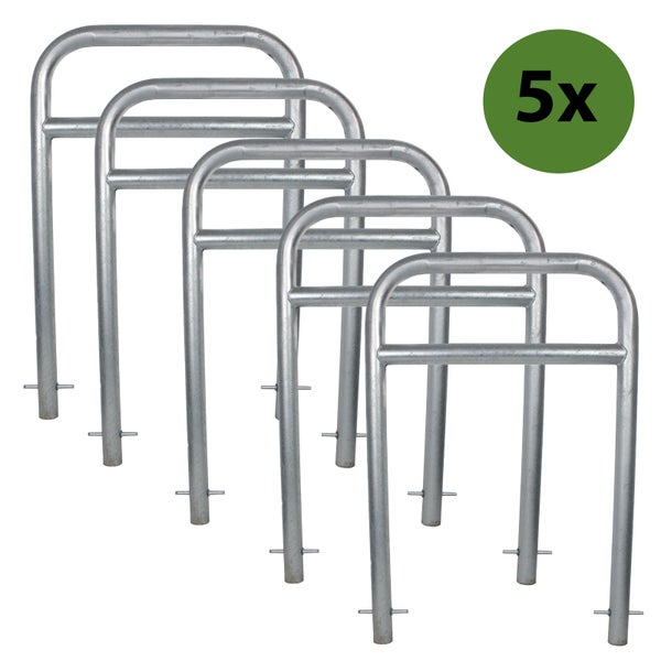 Fünf Fahrradbügel aus Metall