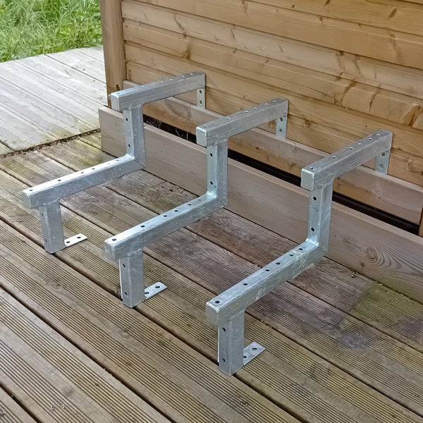 3er Set Stahl Treppenwange 2 Stufen - Option für Setzstufen-Höhe 34cm