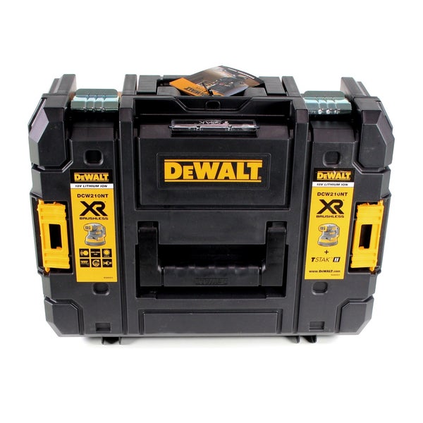 DeWALT Werkzeugkoffer TSTAK für den Akku-Exzenterschleifer DCW210NT mit 18 Volt.